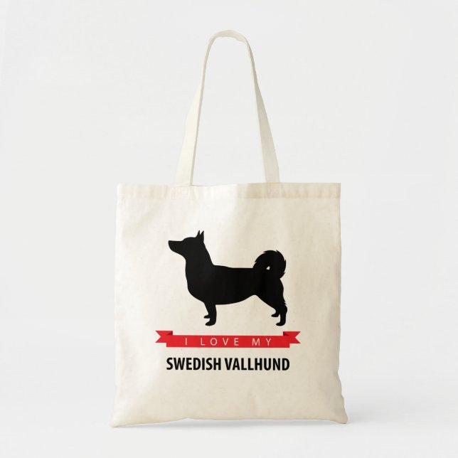 I Liebe meine schwedische Vallhund Taschen-Tasche Tragetasche (Vorne)