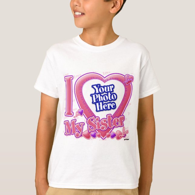 I Liebe Meine Schwester rosa/lila - Foto T-Shirt (Vorderseite)