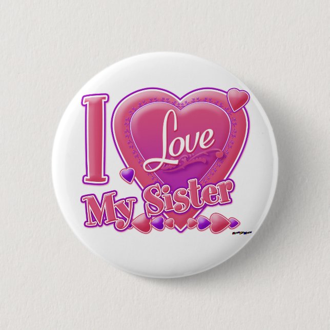 I Liebe Meine Schwester rosa/lila - Herz Button (Vorderseite)