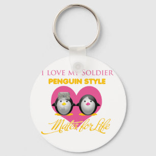 I Liebe meine Soldatpenguin-Art Schlüsselanhänger