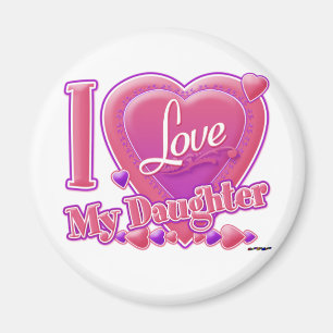 I Liebe Meine Tochter rosa/lila - Herz Magnet