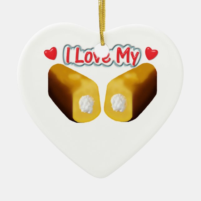 I Liebe meine Twinkies Weihnachtsverzierung Keramikornament (Vorne)