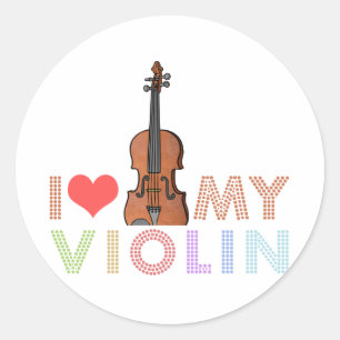 I Liebe meine Violine Runder Aufkleber