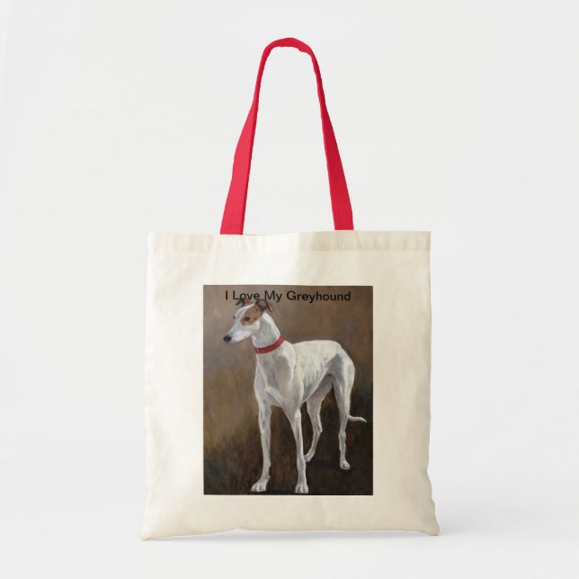 I Liebe meine Windhund-Hundekunst-Taschen-Tasche Tragetasche (Vorne)