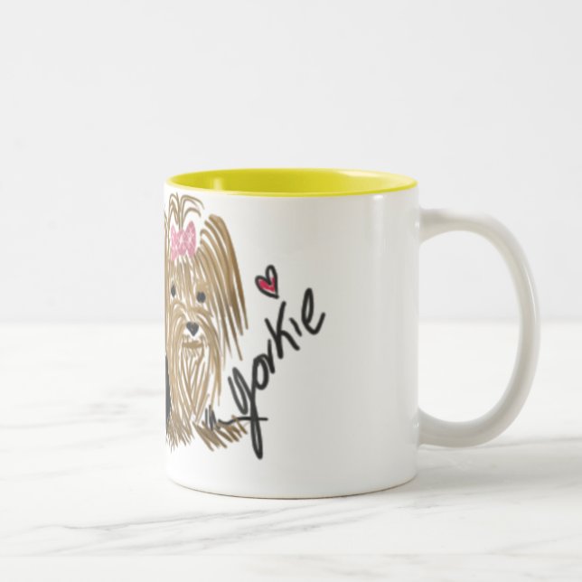I Liebe meine Yorkie Kaffee-Tasse Zweifarbige Tasse (Rechts)