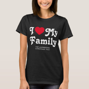 I Liebe meiner Familie Retro Weihnachtsanpassung T-Shirt