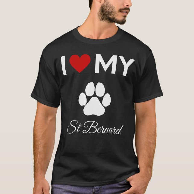 I Liebe meines St. Bernard-Hundes T-Shirt (Vorderseite)