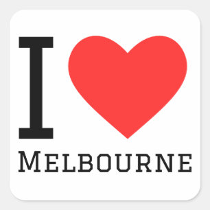 I Liebe Melbourne Quadratischer Aufkleber