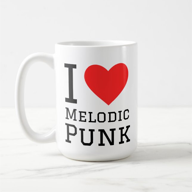 I Liebe melodischer Punk-Quadrat-Aufkleber Kaffeetasse (Links)