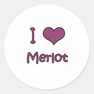 I Liebe Merlot Runder Aufkleber