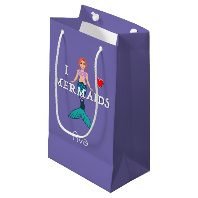 I Liebe Mermaids Design - Geschenktasche - Klein Kleine Geschenktüte (Vorderseite Schrägansicht)