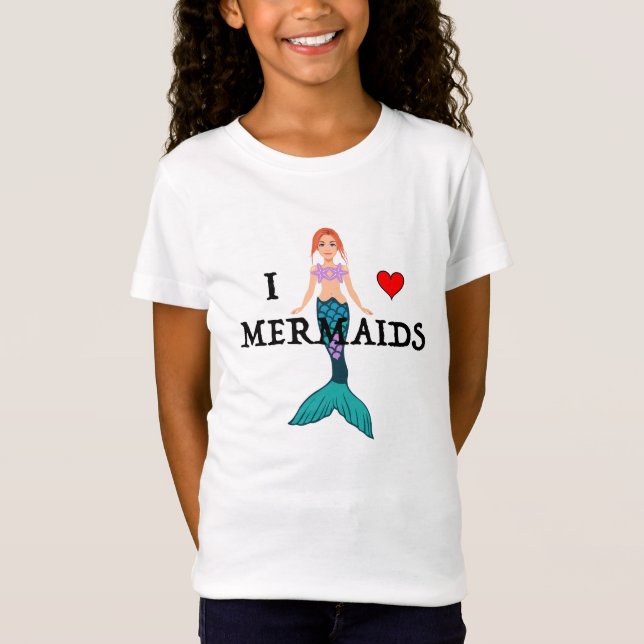 I Liebe Mermaids Design - Girls' Fine Jersey T-Shi T-Shirt (Vorderseite)