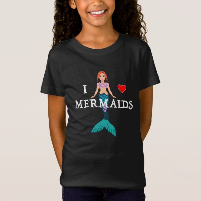 I Liebe Mermaids Design - Girls' Fine Jersey T-Shi T-Shirt (Vorderseite)