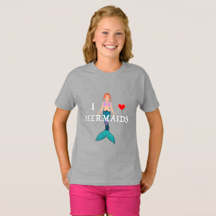 I Liebe Mermaids Design - T - Shirt für Mädchen