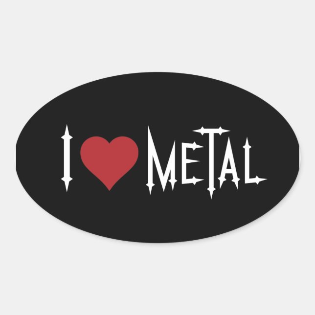 I Liebe Metal Ovaler Aufkleber (Vorderseite)