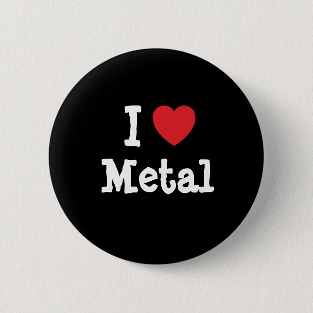 I Liebe Metallherz personalisiert Button (Vorderseite)