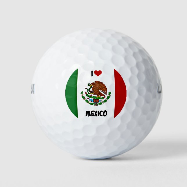 I Liebe Mexiko, mexikanische Flagge Golfball (Vorderseite)