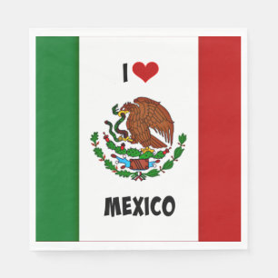 I Liebe Mexiko, mexikanische Flagge Serviette