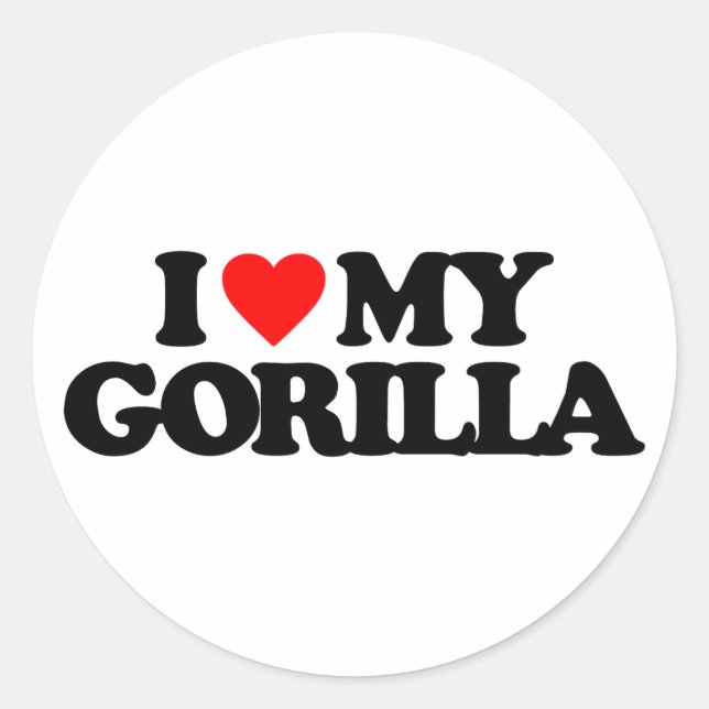I LIEBE MEY GORILLA RUNDER AUFKLEBER (Vorderseite)