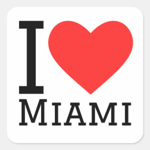 I Liebe Miami Quadratischer Aufkleber