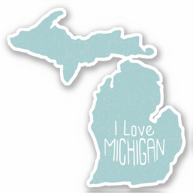 I Liebe Michigan Blue Gray Aufkleber (Vorderseite)