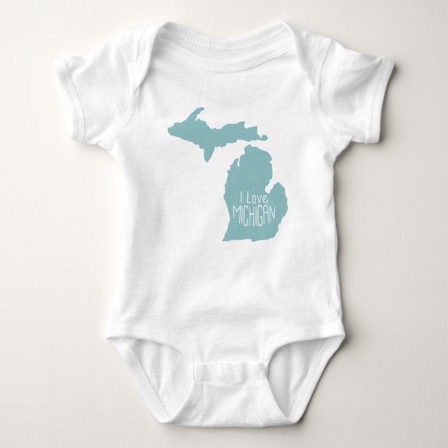 I Liebe Michigan Blue Gray Baby Strampler (Vorderseite)