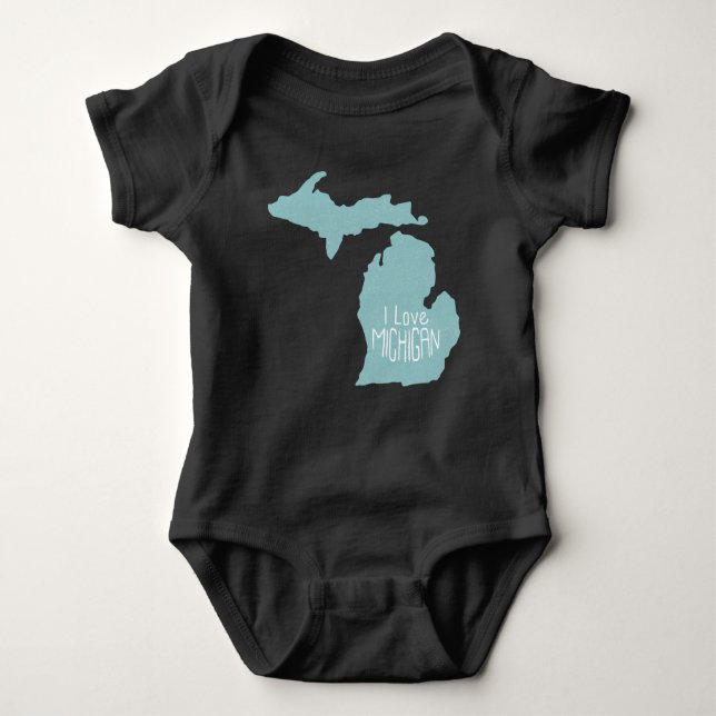 I Liebe Michigan Blue Gray Baby Strampler (Vorderseite)