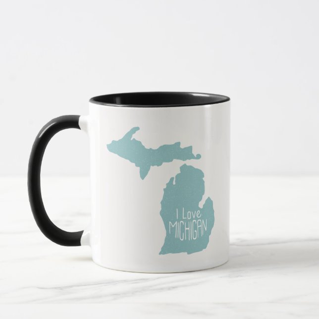 I Liebe Michigan Blue Gray Tasse (Links)