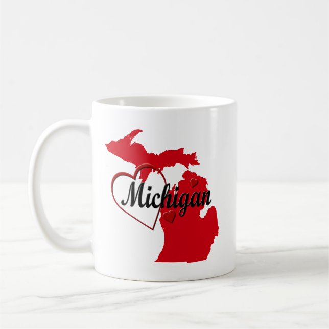 I Liebe Michigan Hearts Map  Kaffeetasse (Links)