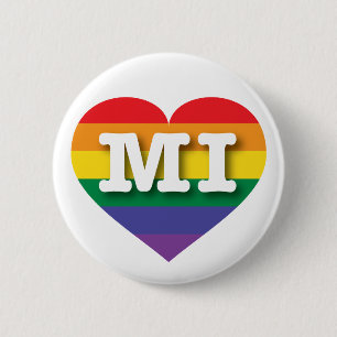 I Liebe Michigan Rainbow Heart Button