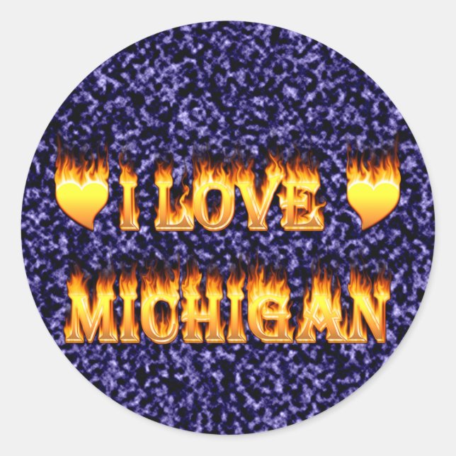 I Liebe michigan Runder Aufkleber (Vorderseite)