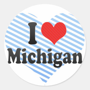 I Liebe Michigan Runder Aufkleber