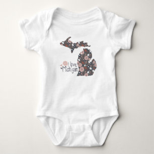 I Liebe Michigan spielend Blumenbraun Schwarz Baby Strampler