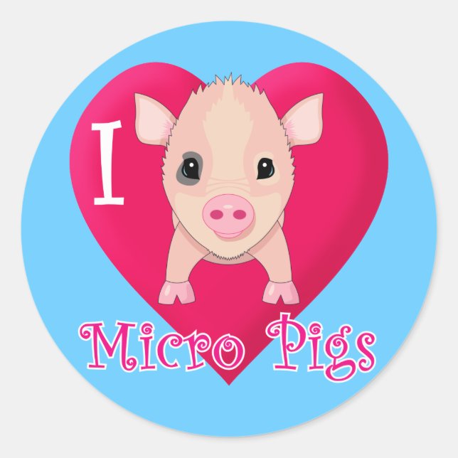 I Liebe Mikroschweine Runder Aufkleber (Vorderseite)