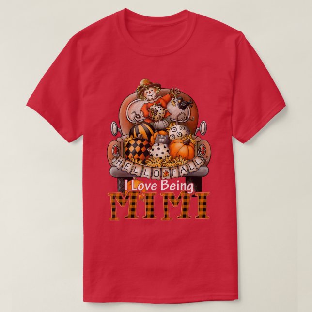 I Liebe Mimi Kariert Truck Bauer Pumpkin Gewürz T-Shirt (Design vorne)