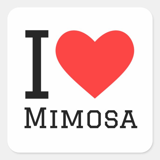 I Liebe mimosa Quadratischer Aufkleber (Vorderseite)
