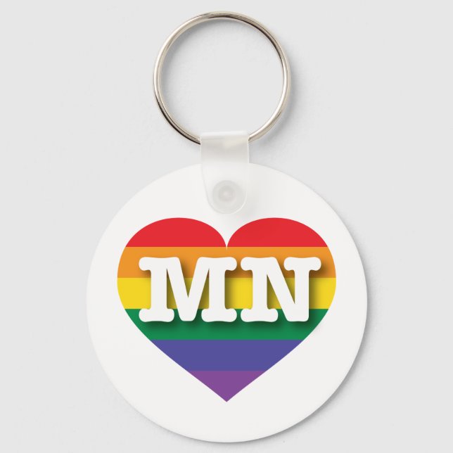 I Liebe Minnesota Gay Pride Rainbow Heart Schlüsselanhänger (Vorderseite)