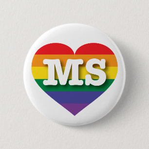 I Liebe Mississippi Rainbow Heart Button