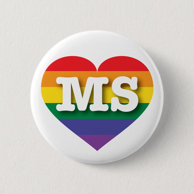 I Liebe Mississippi Rainbow Heart Button (Vorderseite)