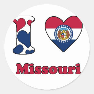 I Liebe Missouri Runder Aufkleber