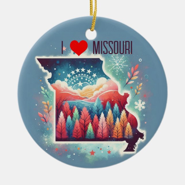 I Liebe Missouri Weihnachtsbaum Keramik Ornament (Vorne)