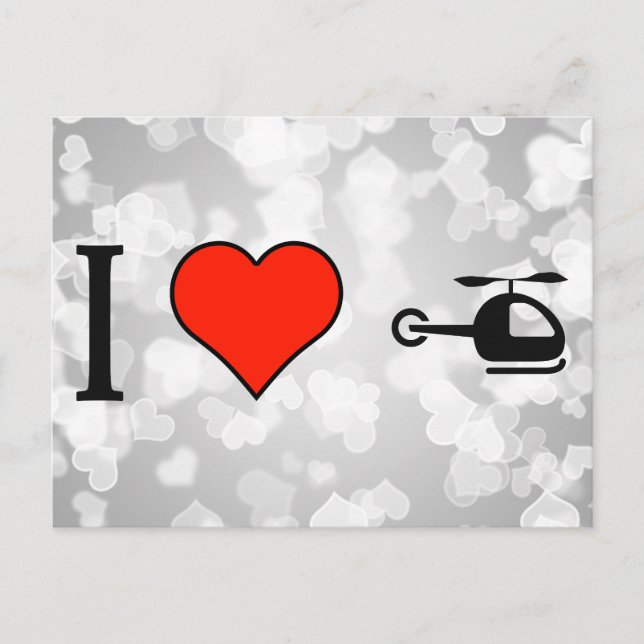 I Liebe mit Hubschrauber fliegen Postkarte (Vorderseite)