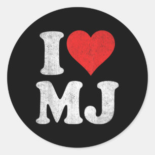 I Liebe Mj Vintag Fan Merch Red Heart Initials Des Runder Aufkleber