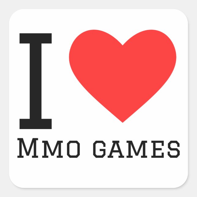 I Liebe mmo Games Quadratischer Aufkleber (Vorderseite)