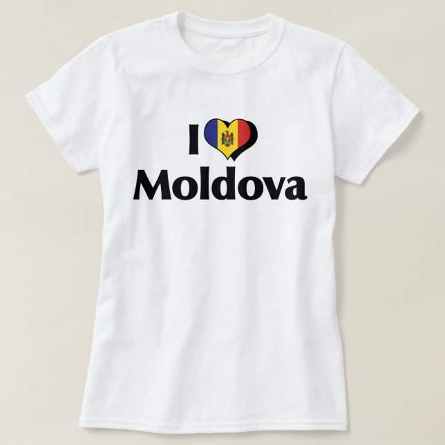 I Liebe Moldau-Flagge T-Shirt (Design vorne)