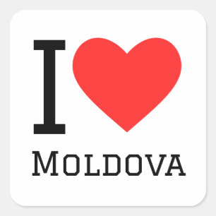 I Liebe Moldova-Quadratzer Quadratischer Aufkleber