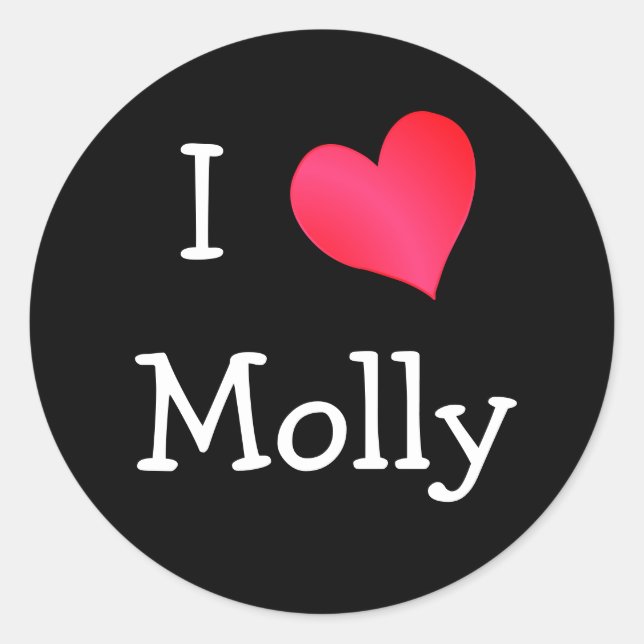 I Liebe Molly Runder Aufkleber (Vorderseite)