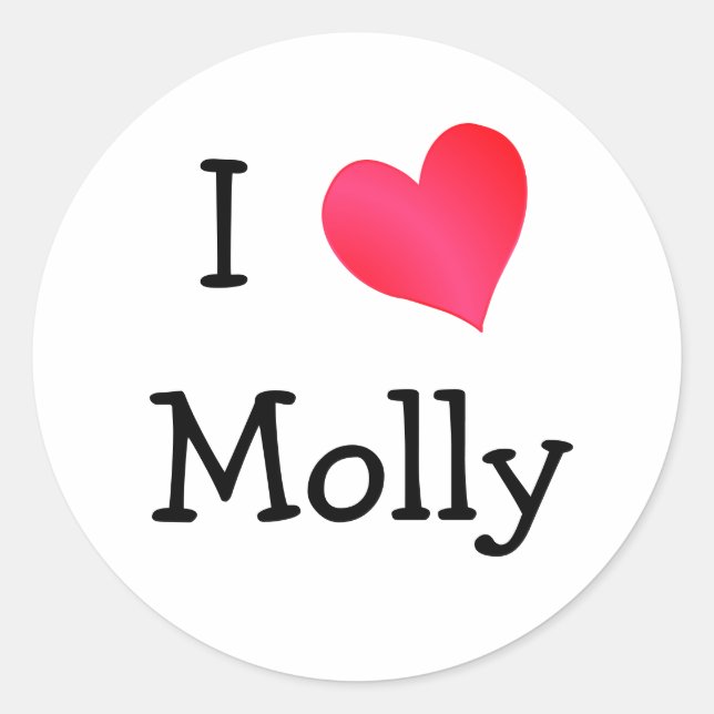 I Liebe Molly Runder Aufkleber (Vorderseite)