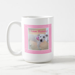 I Liebe Mommy Niedlich White Puppy Dog Hübsch Rosa Kaffeetasse