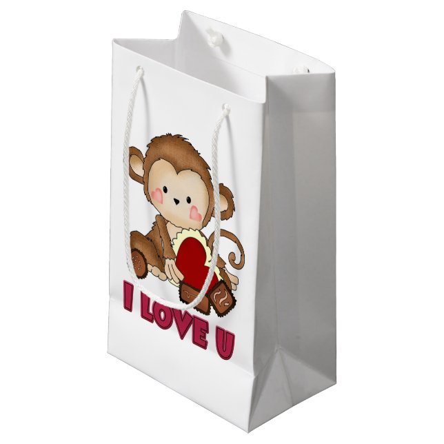 I Liebe Monkey Sie kleine Geschenktasche Kleine Geschenktüte (Vorderseite Schrägansicht)